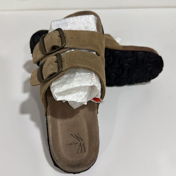 Kids white Mountain Brown Sandals with Suede Straps and Contoured Footbed EUC - Picture 5 of 6